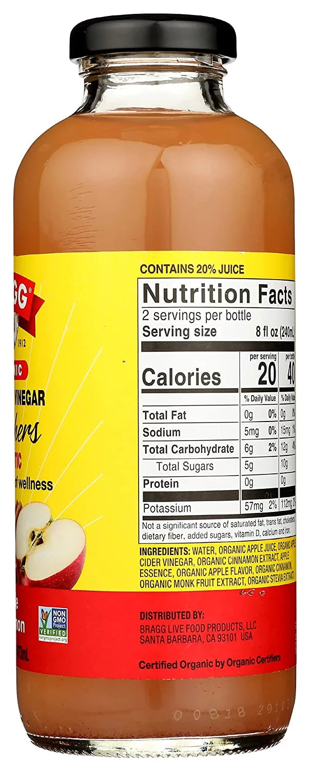 Organic Apple Cider Vinegar Drink, Apple Cinnamon, 16 fl oz, Pack of 4 W485