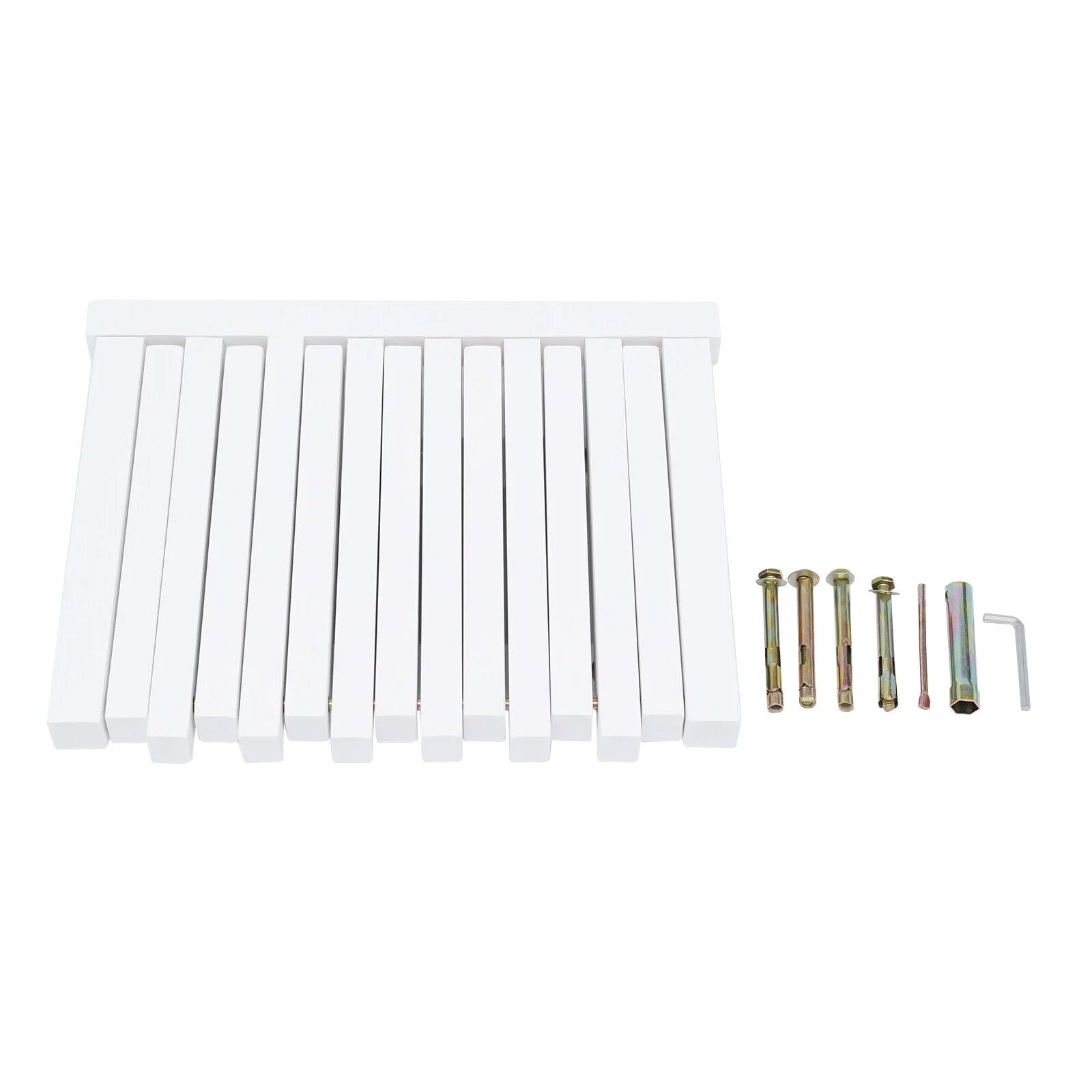 Wall Mounted Folding Stool Chair Rubber Wood White Shower Seat Bench E615683