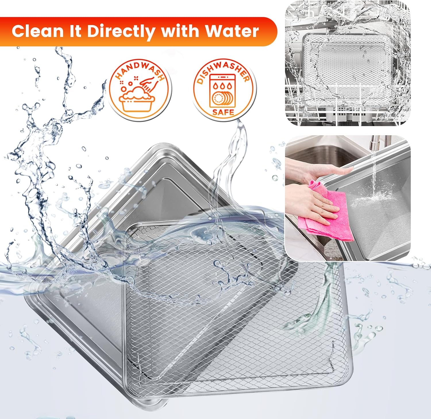 Air Fryer Tray Replacement, 10.7 x 9.8 Inch Non-stick Mesh Basket, Dishwasher Safe M1663