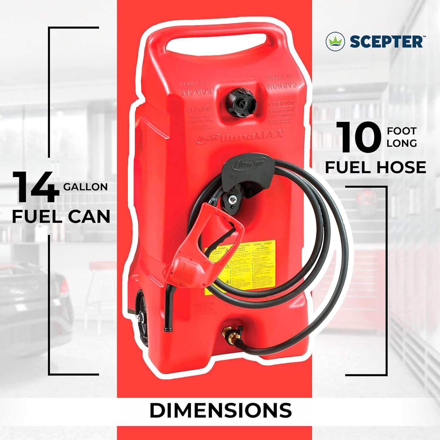 14 Gallon Portable Gas Fuel Tank Container with Siphon Pump and 10 ft Hose, 2 Pack J7112