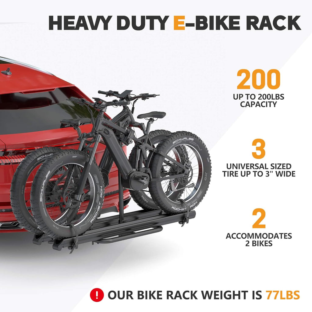 2" Hitch Bike Rack with Ramp, 200lbs Capacity, Fits Fat Tire E-Bikes N246193