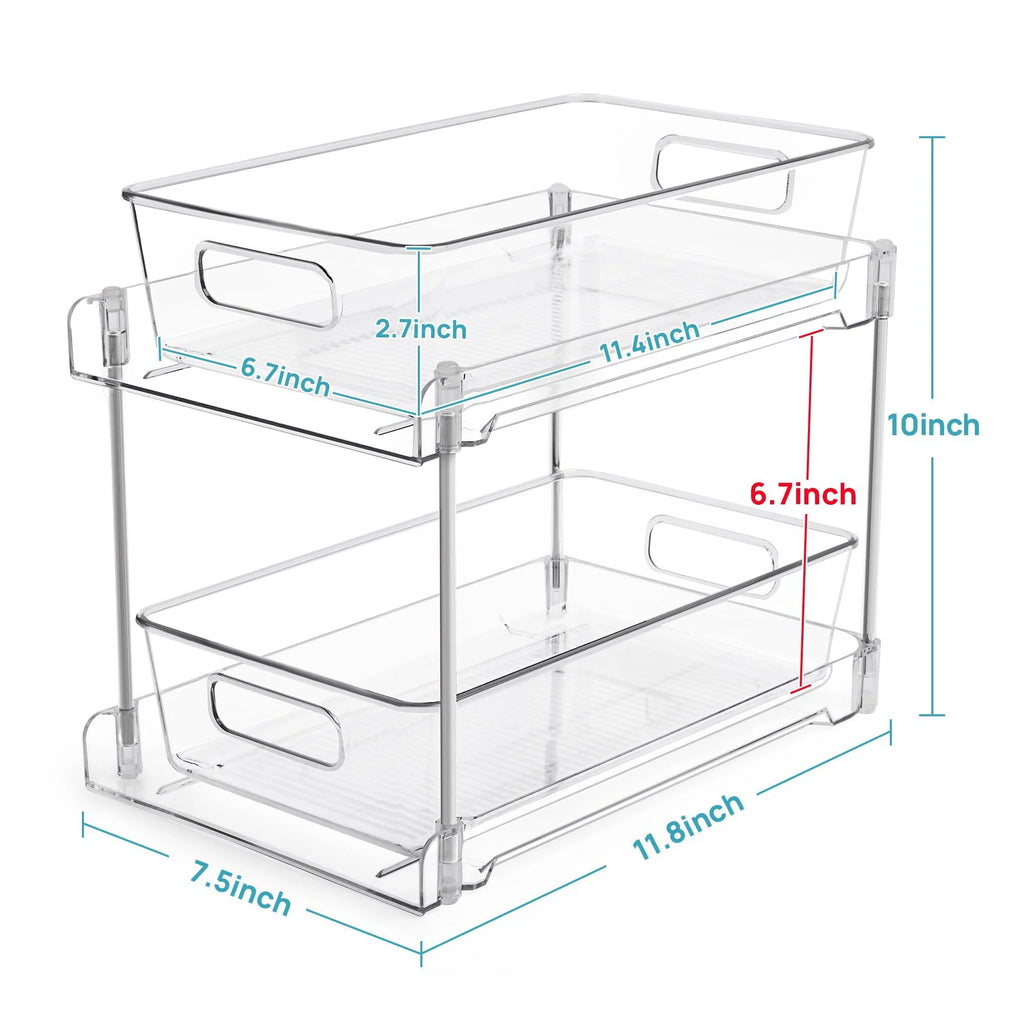 Under Sink Organizer 2 Tier Pull-Out Storage for Pantry Kitchen Z422064