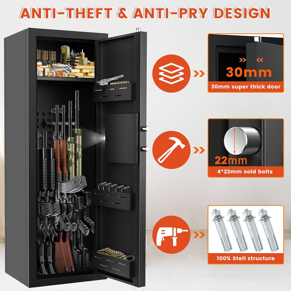 Gun Safe for 6-8 Guns, Fireproof, with Combination Lock and Alarm Z536838