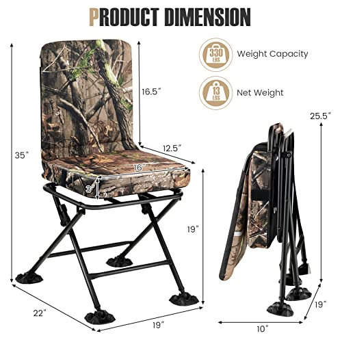 Hunting Chair, 360 Degree Swivel with Padded Cushion, Portable Folding for Blind, Fishing, Camping M6899