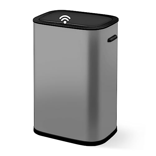 Stainless Steel Dual Trash Can and Recycling Bin, Open Top, 60L T844186