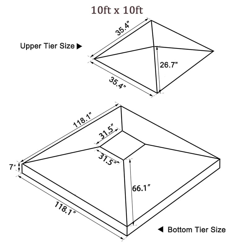 Gazebo Replacement Canopy Top 10x10 FT, 2 Tier Outdoor Patio Cover with Air Vent, Beige E15040