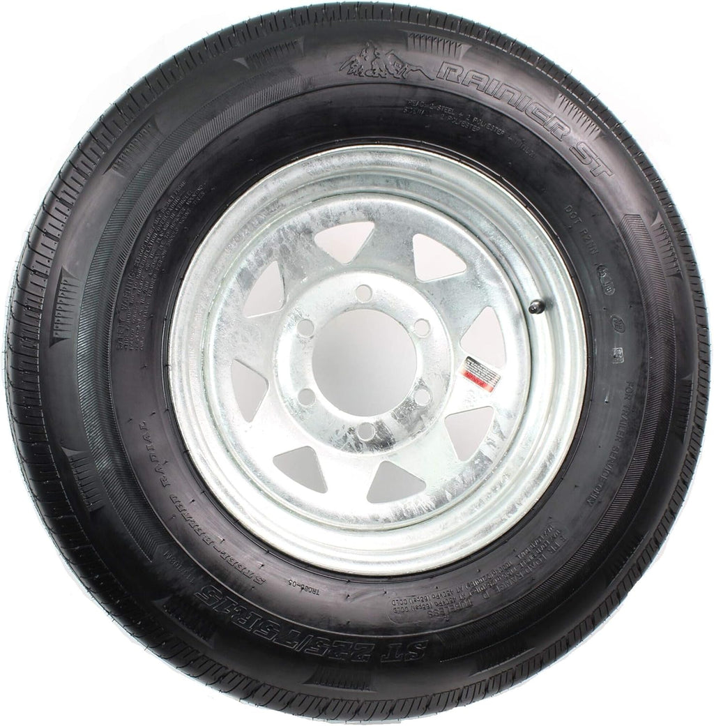 eCustomRim Radial Trailer Tire On Rim ST225/75R15 225/75-15 15 6 Lug Wheel Galvanized Spoke - 6 Year Warranty w/Free Roadside