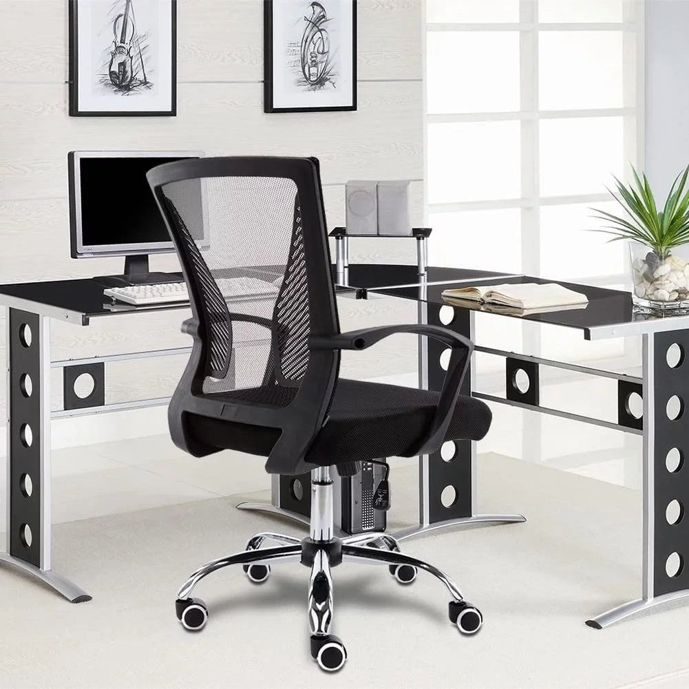 Ergonomic Mesh Back Office Task Chair with Lumbar Support, White/Orange N555299