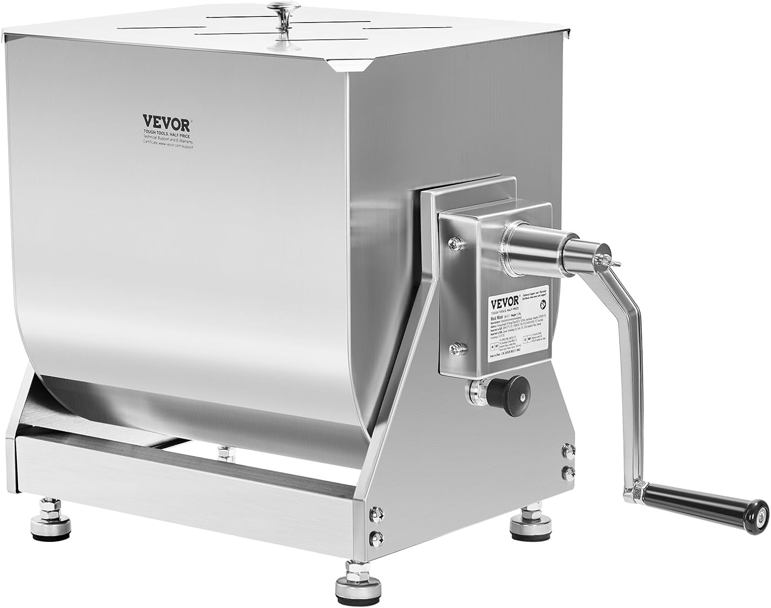 Manual Meat Mixer, 30 lb Capacity, Stainless Steel with Lid and Handle O568