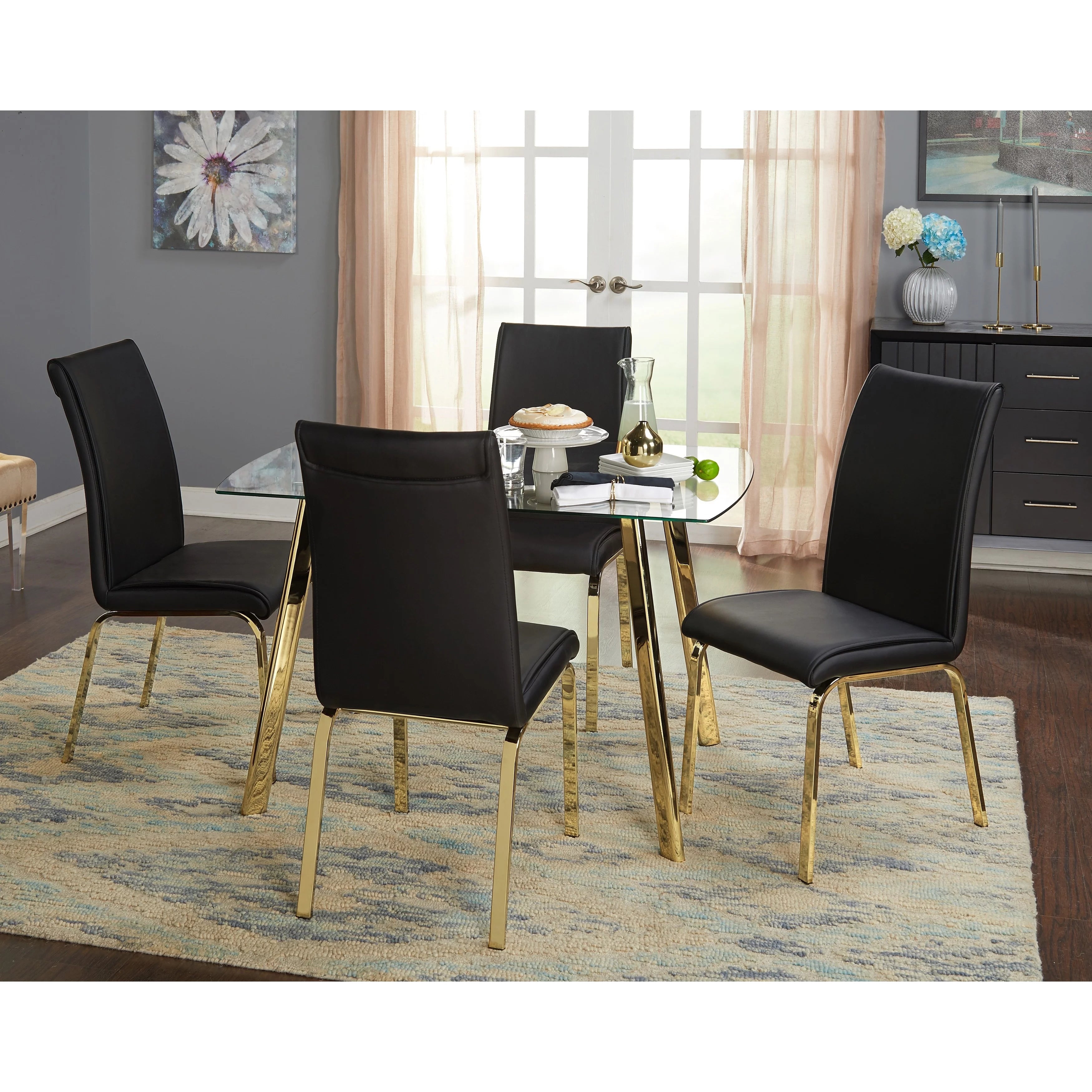 Gold Faux Leather Parsons Chairs (Set of 2) T33219