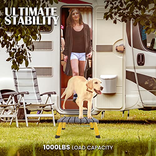 3-Level Adjustable Aluminum Folding RV Steps, Anti-Skid, Supports 1000 lb W1181