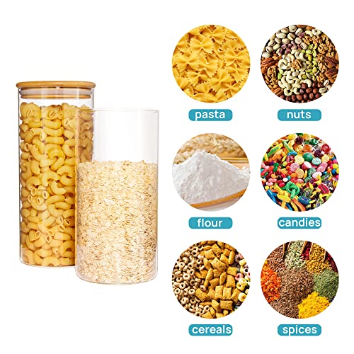 Set of 3 Glass Food Storage Jars with Airtight Bamboo Lids I5441