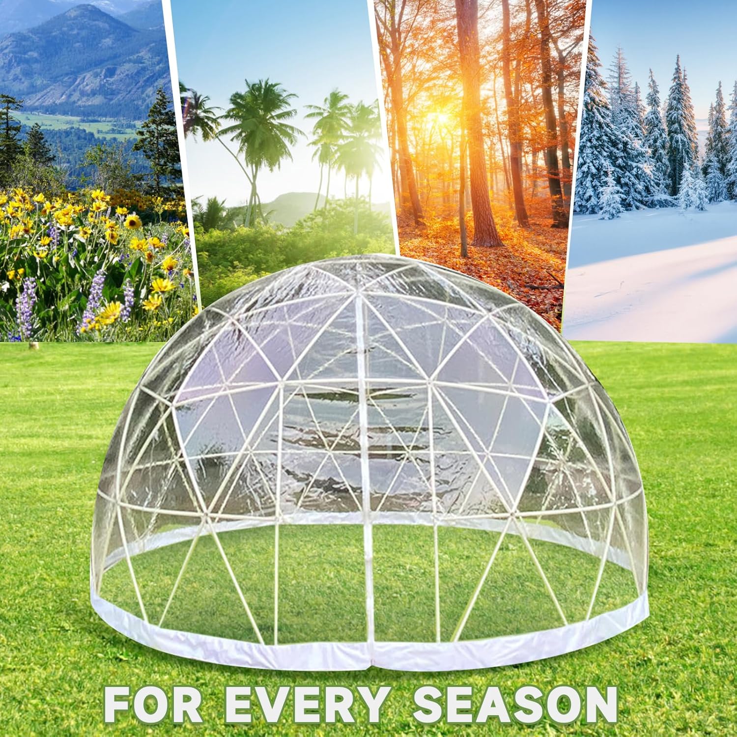 12FT Bubble Dome Tent for 4-8 Person, Waterproof Clear Igloo with Transparent Window E211974