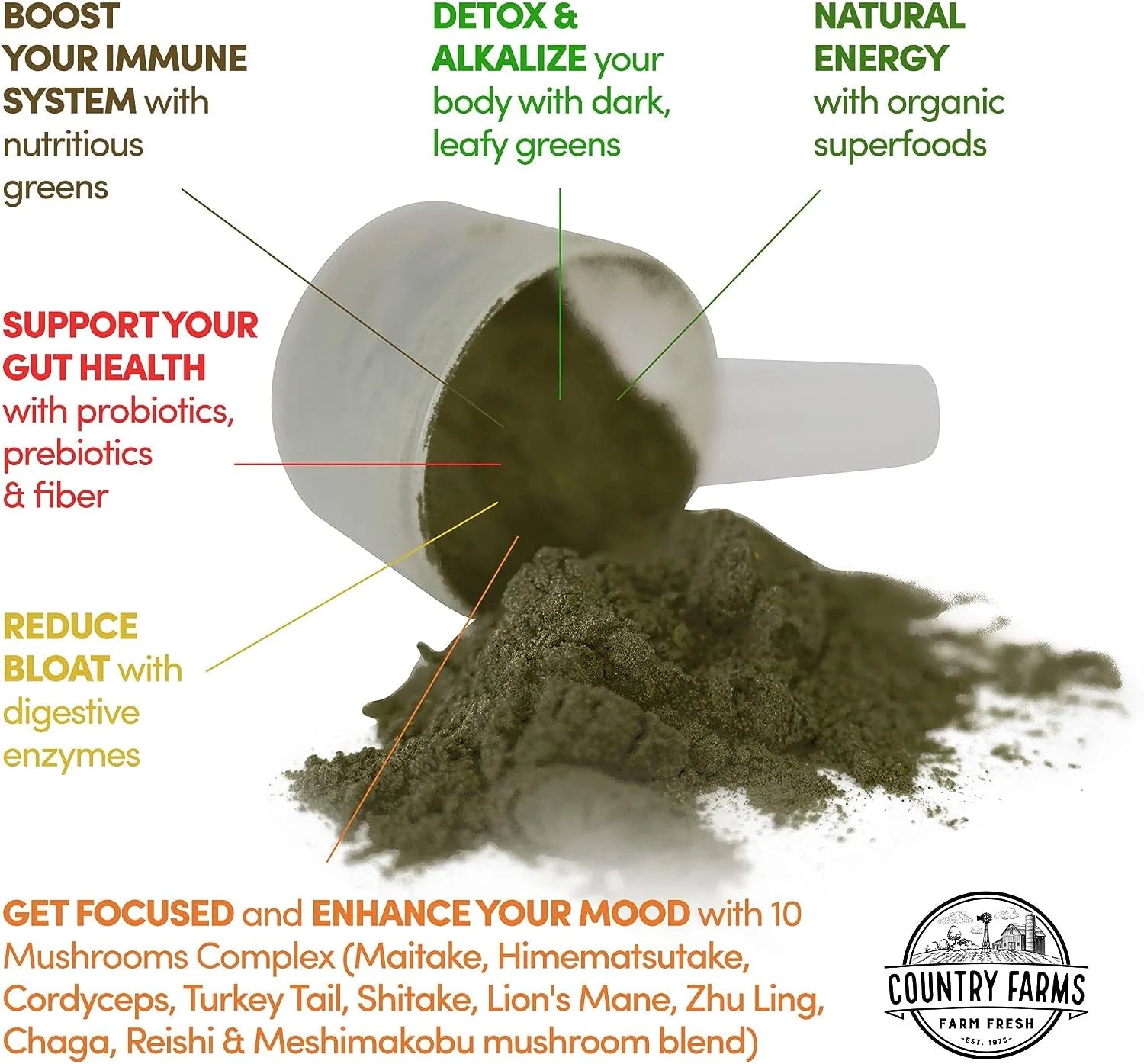 Organic Greens Powder Drink Mix with Probiotics, 20 Servings, 2 Pack Y846