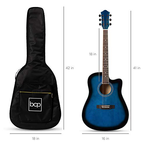 41in Full Size Acoustic Guitar Starter Set with Case, Strap, Capo, Strings, Picks V879042