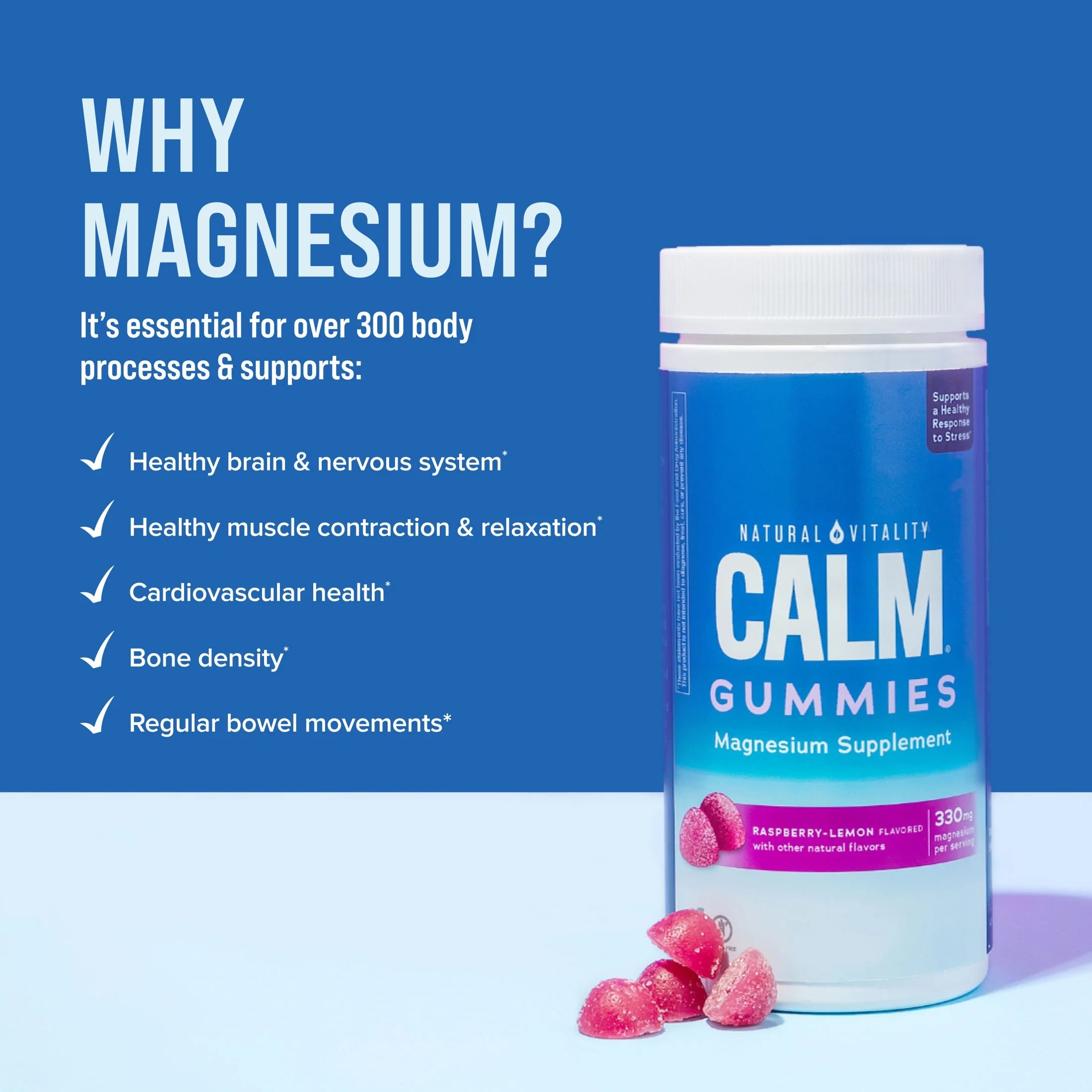 Calm Magnesium Supplement Gummies, Raspberry Lemon, 120 Count V12049