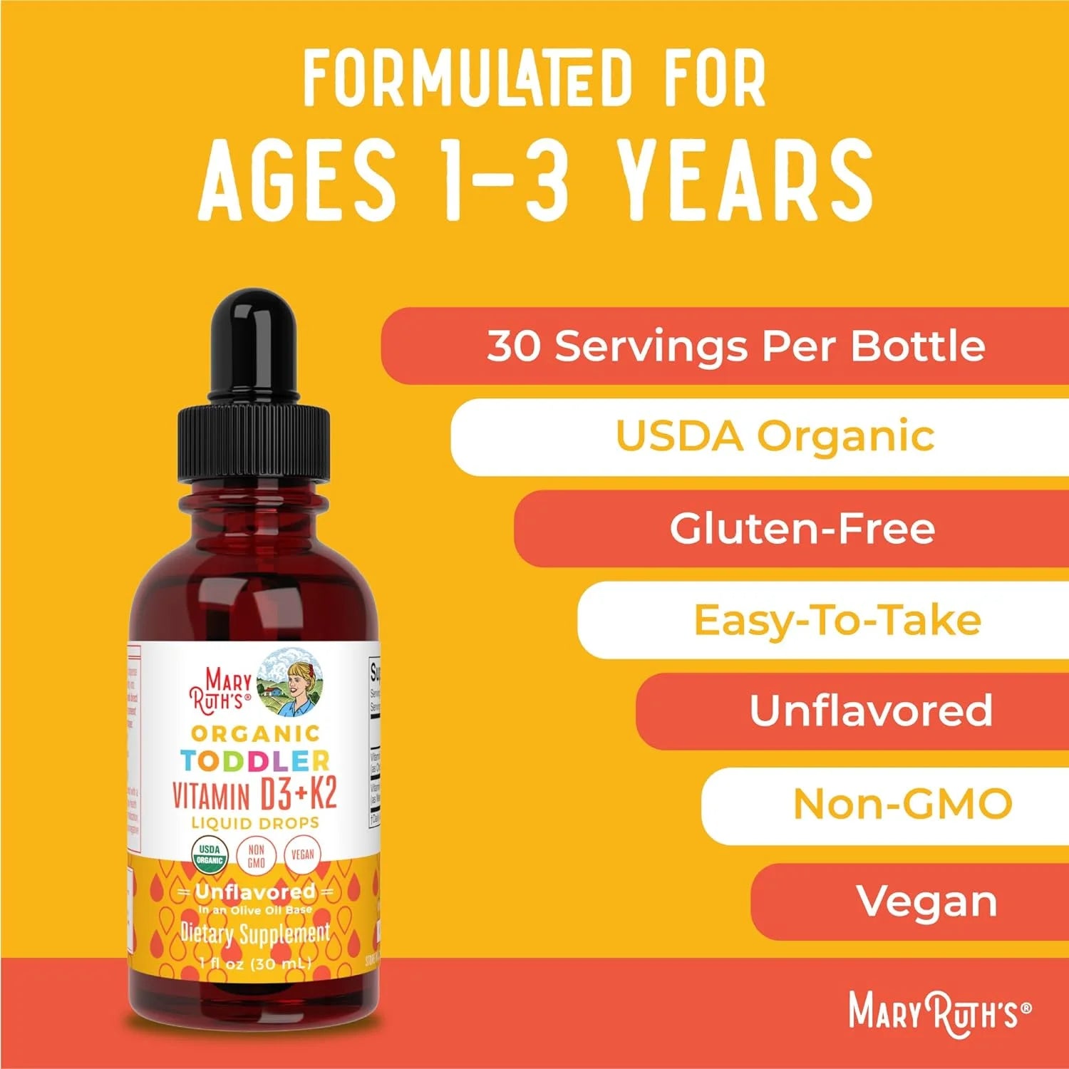 Vitamin D3+K2 Liquid Drops, Unflavored, Vegan, 1 fl oz E718