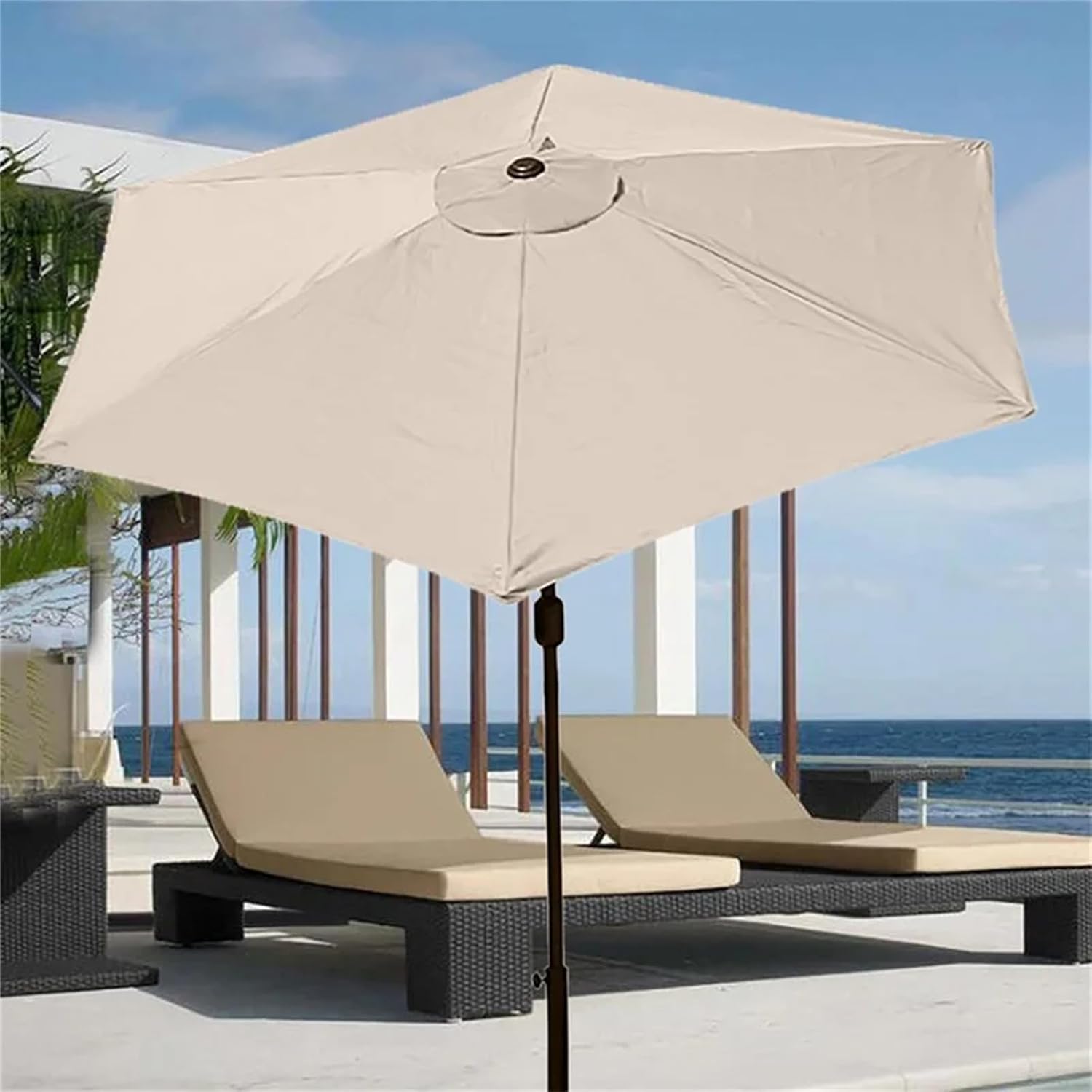 Patio Umbrella Replacement Canopy Top Cover, 8 Ribs, White V64530