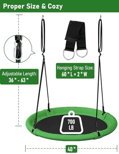 24 Inch Saucer Tree Swing Set for Kids & Adults, Outdoor Backyard Playground S647