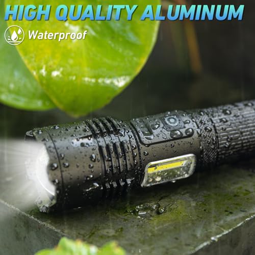 Rechargeable LED Flashlight, 990,000 Lumens, 7 Modes, IPX7 Waterproof for Outdoor Camping T738570