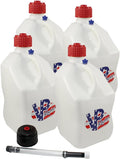 VP Racing Fuels 5 Gallon Square Motorsport Patriotic Racing Utility Container with Deluxe Filler Hose (4 Pack)