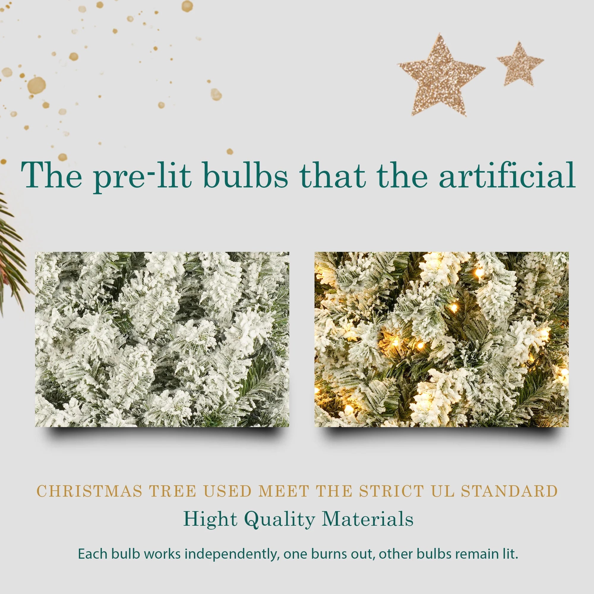 Upside Down Christmas Tree with Lights, 6FT Prelit Artificial Tree H898