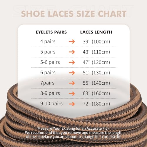 Round Shoelaces 2 Pairs Heavy Duty for Hiking Work Boots T206