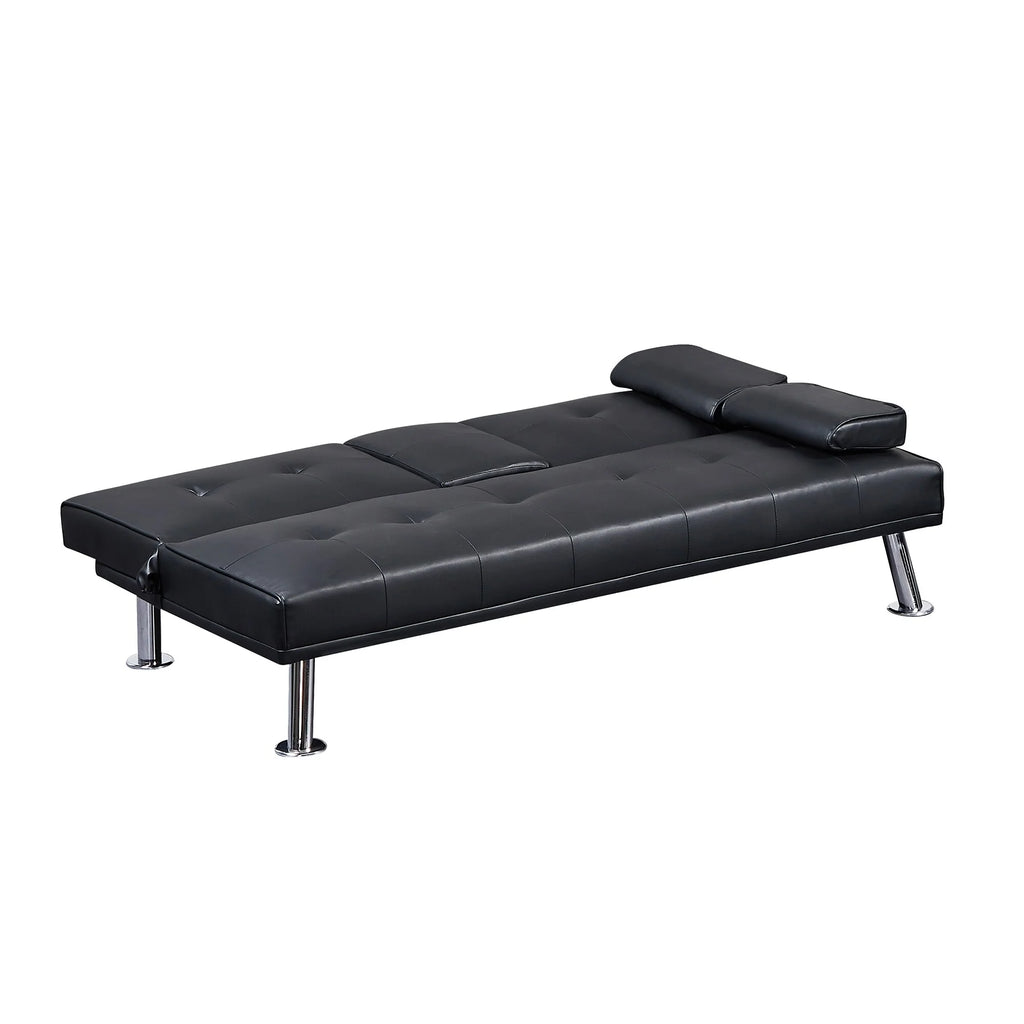 Faux Leather Loveseat Sofa Bed with Cup Holders P69964