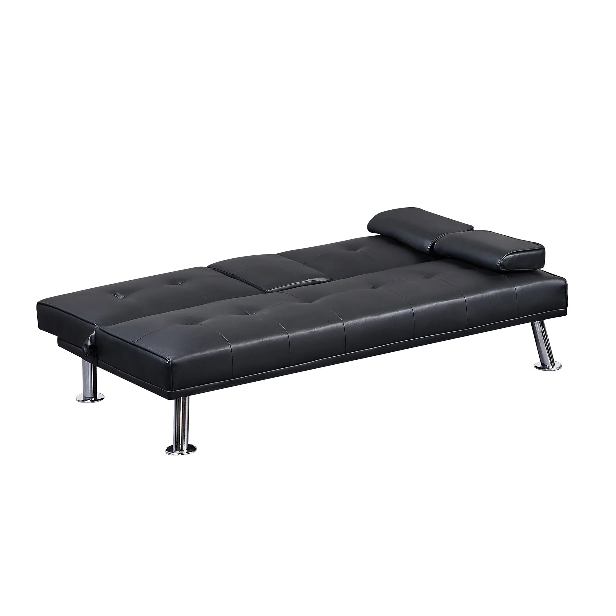 Faux Leather Loveseat Sofa Bed with Cup Holders P69964