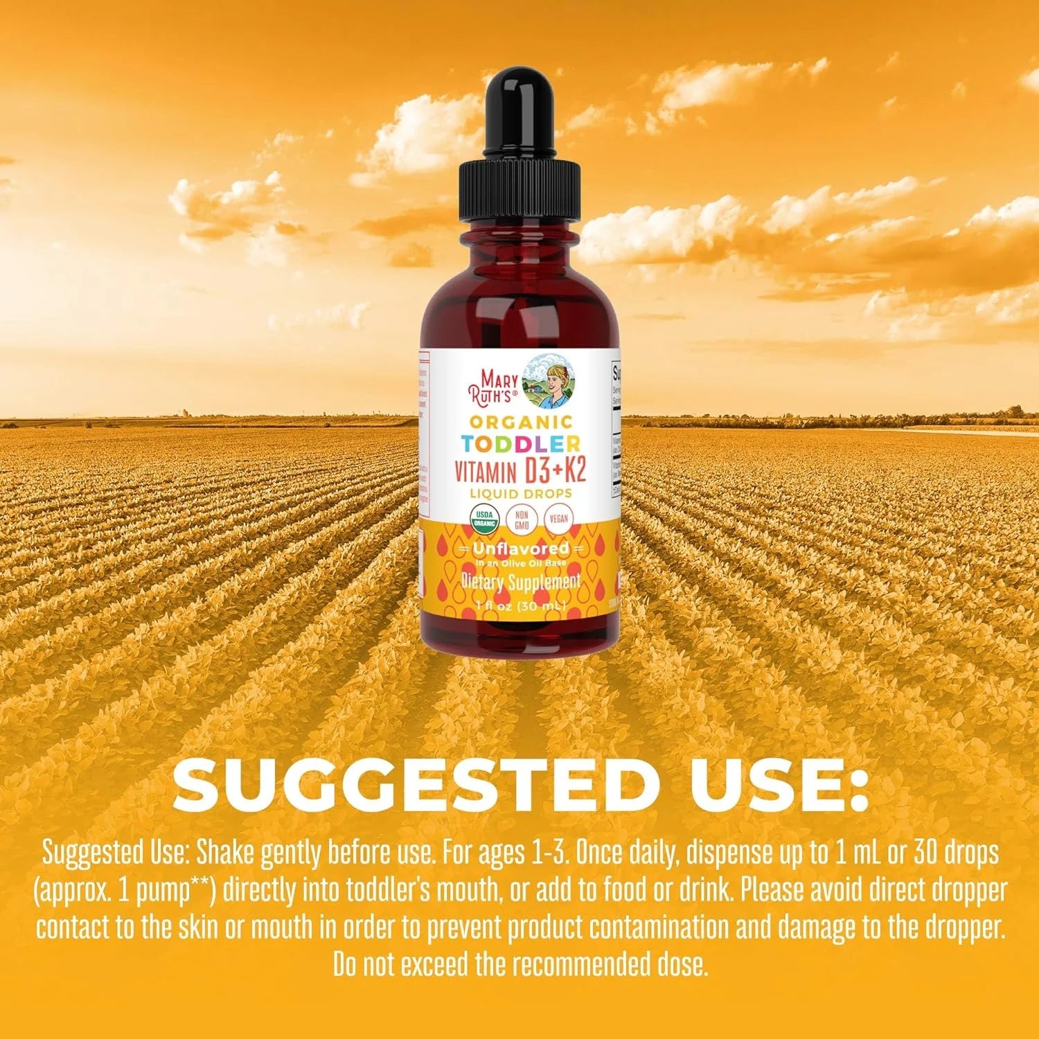 Vitamin D3+K2 Liquid Drops, Unflavored, Vegan, 1 fl oz E718