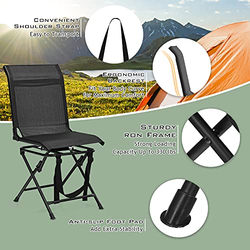 Hunting Chair, 360 Degree Swivel with Carry Handle, Folding Dove Hunting Chair with Armrest O604