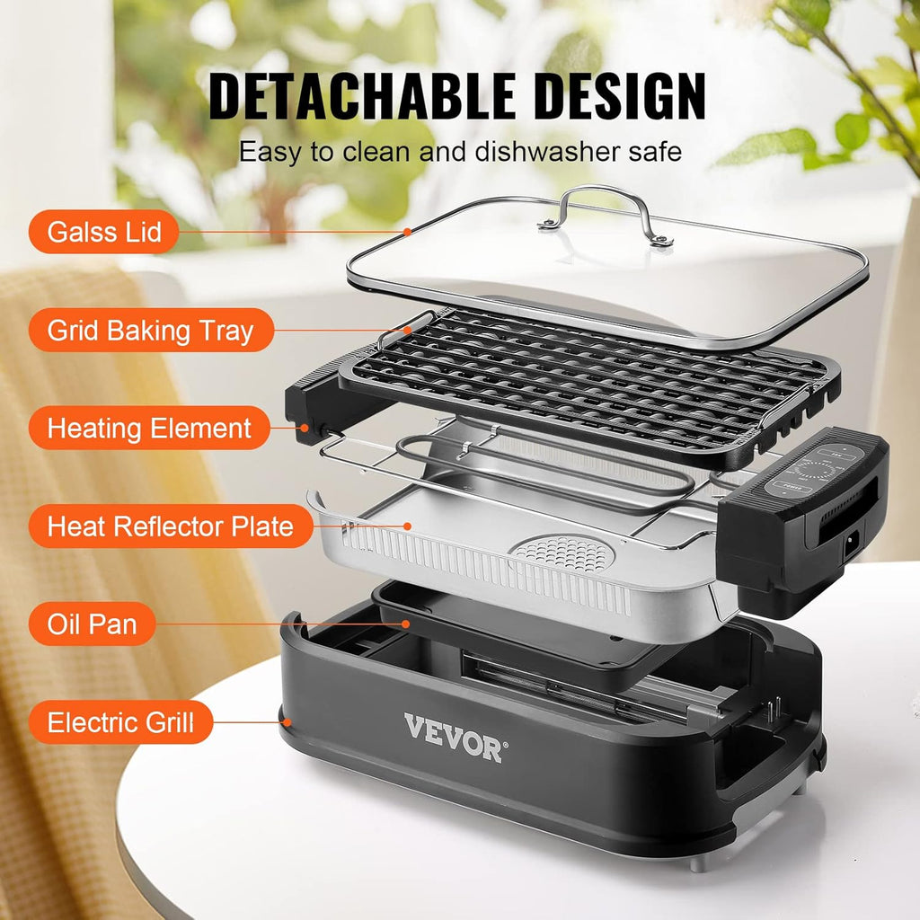 Smokeless Indoor Electric Grill with Non-Stick Surface C8723