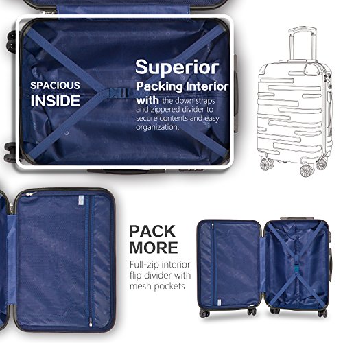 Expandable Suitcase 3 Piece Set with TSA Lock Spinner 20/24/28in Purple G410