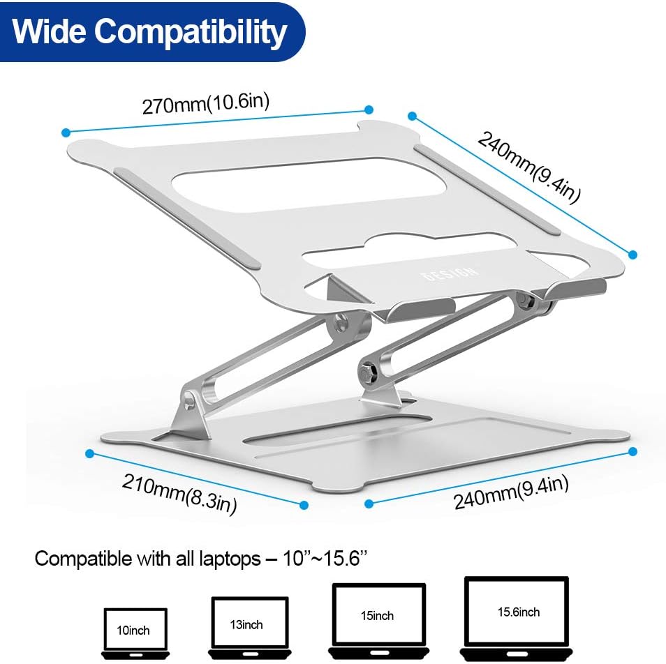 Aluminum Laptop Stand, Ergonomic Adjustable Notebook Riser Holder D99779