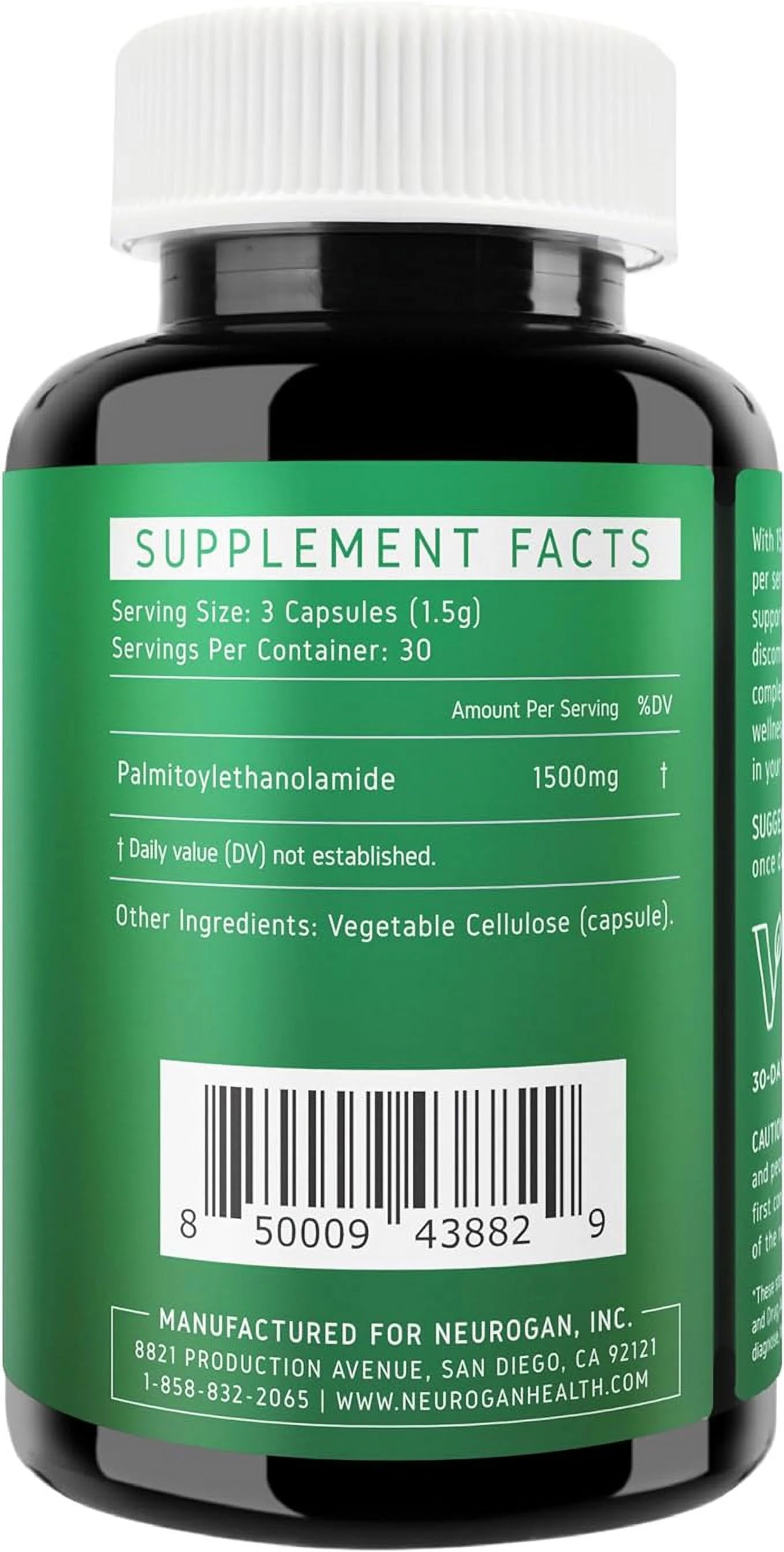 Palmitoylethanolamide Supplement - 1500 mg per Serving - 90 Capsules F78321