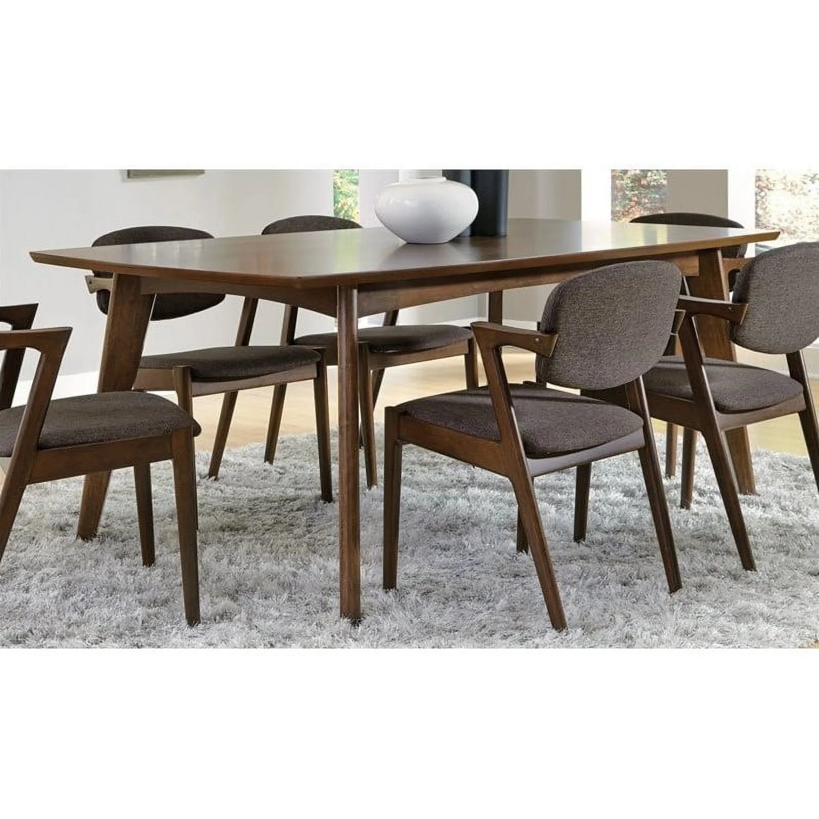 Mid Century Modern Dining Table and 4-Chair Set in Dark Walnut C20302