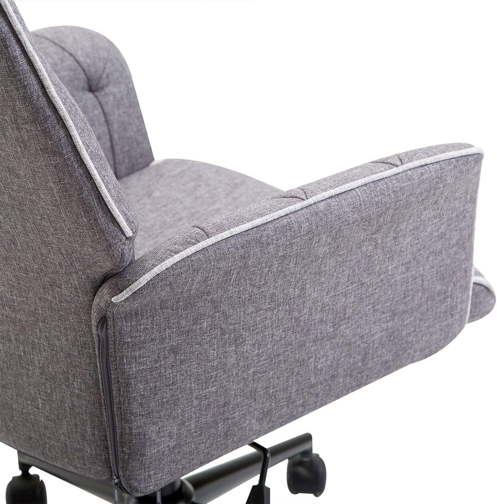 Linen Office Chair, Tufted Adjustable Computer Chair with Swivel Wheels, Dark Gray K806506