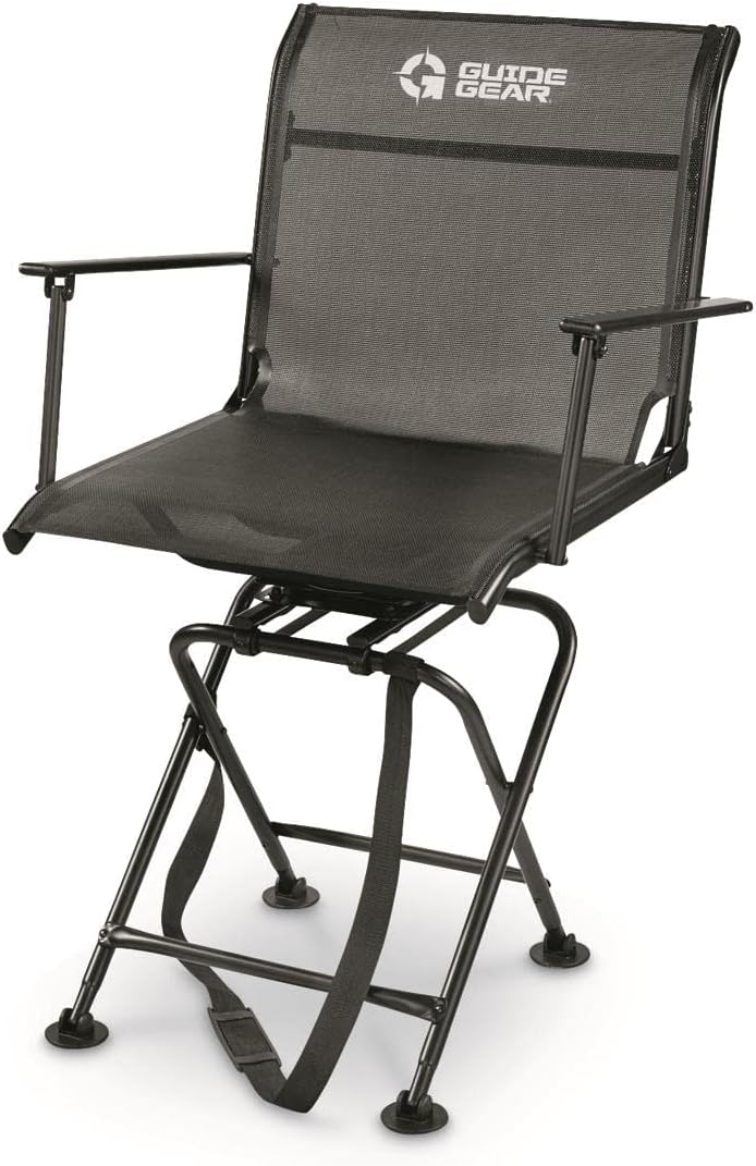 Hunting Blind Chair with Armrests, Portable Folding Swivel Seat J252