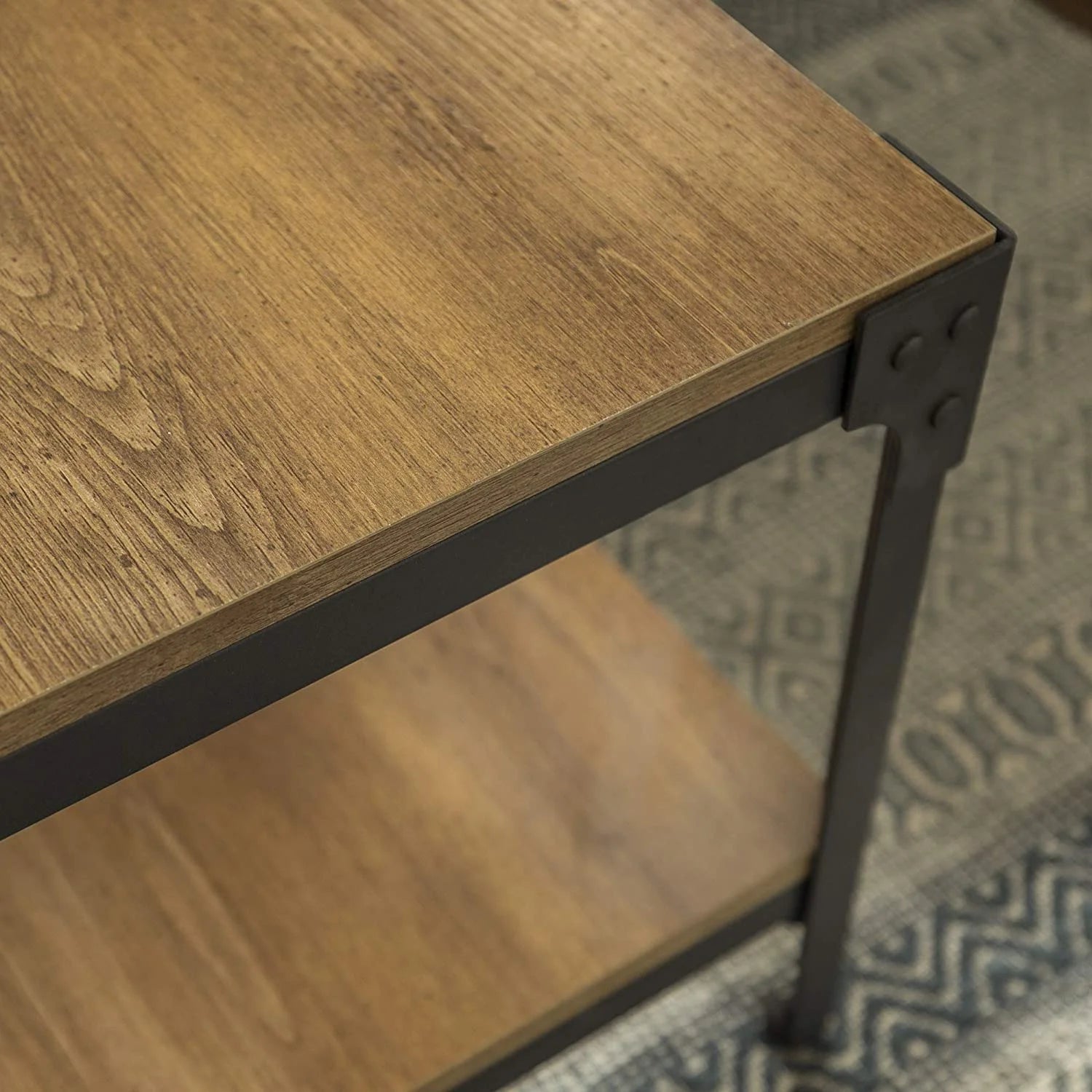 Industrial Angle Iron and Wood Coffee Table 46 Inch V294911