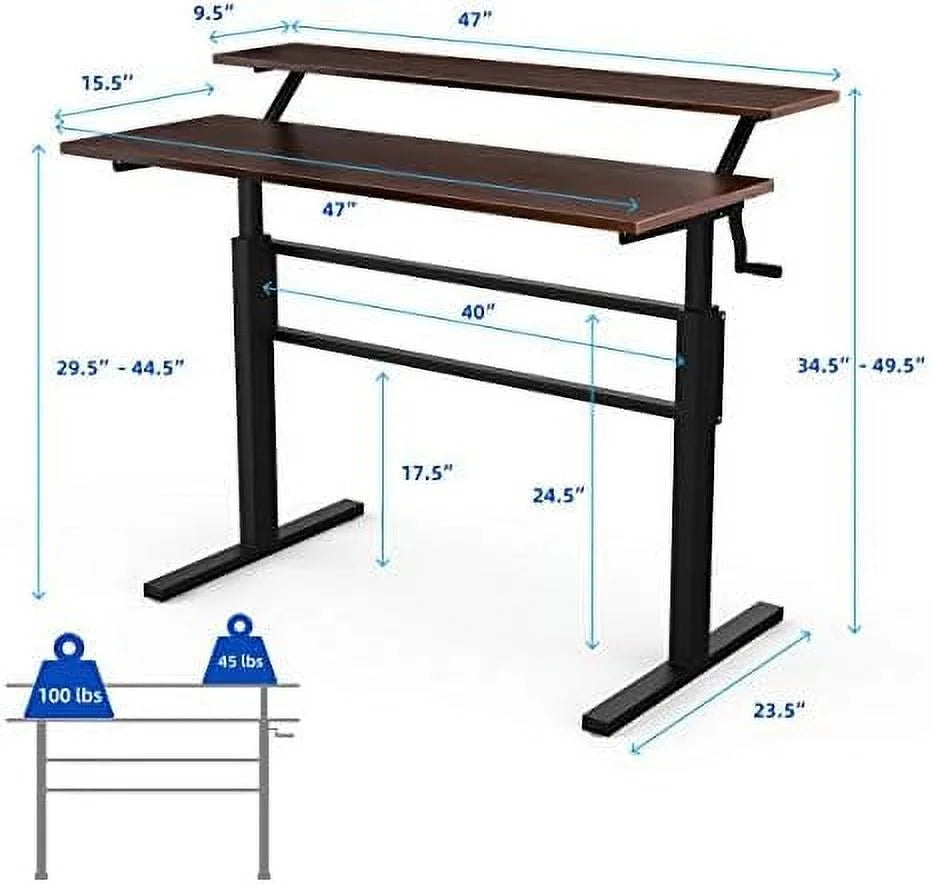 Standing Desk 2-Tier Height Adjustable with Monitor Stand F3458