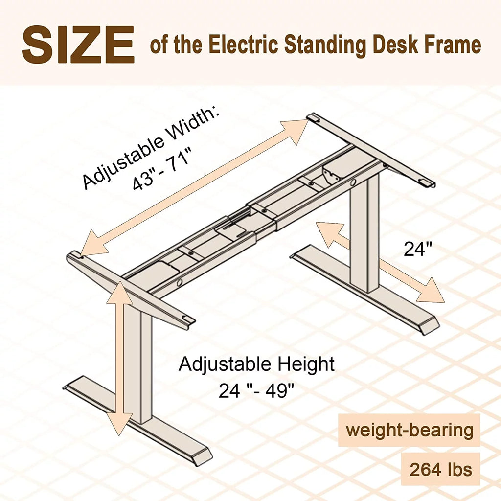Electric Standing Desk Frame Dual Motor Height Adjustable, Black D7504