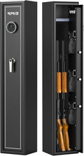 RPNB Large Biometric Rifle Safe, 3-Gun Electronic Gun Security Cabinet, Quick-Access Fingerprint Long Metal Rifle Gun Security Cabinet with Removable Shelf, Door Organizer