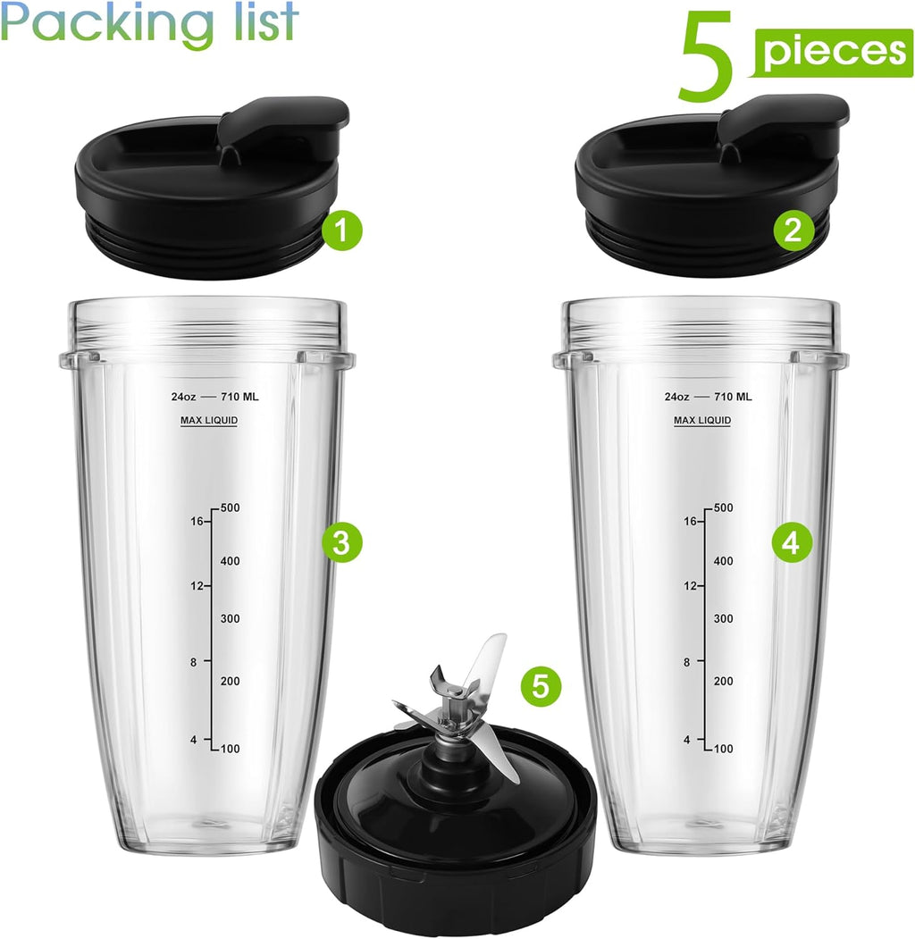 24oz Blender Cups with To-Go Lids and Extractor Blade O292