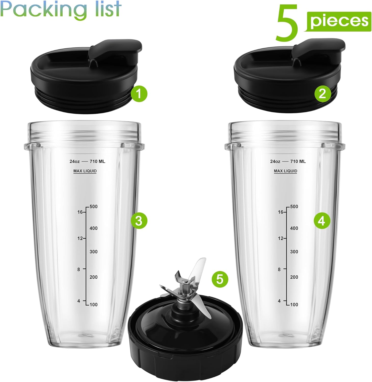 24oz Blender Cups with To-Go Lids and Extractor Blade O292