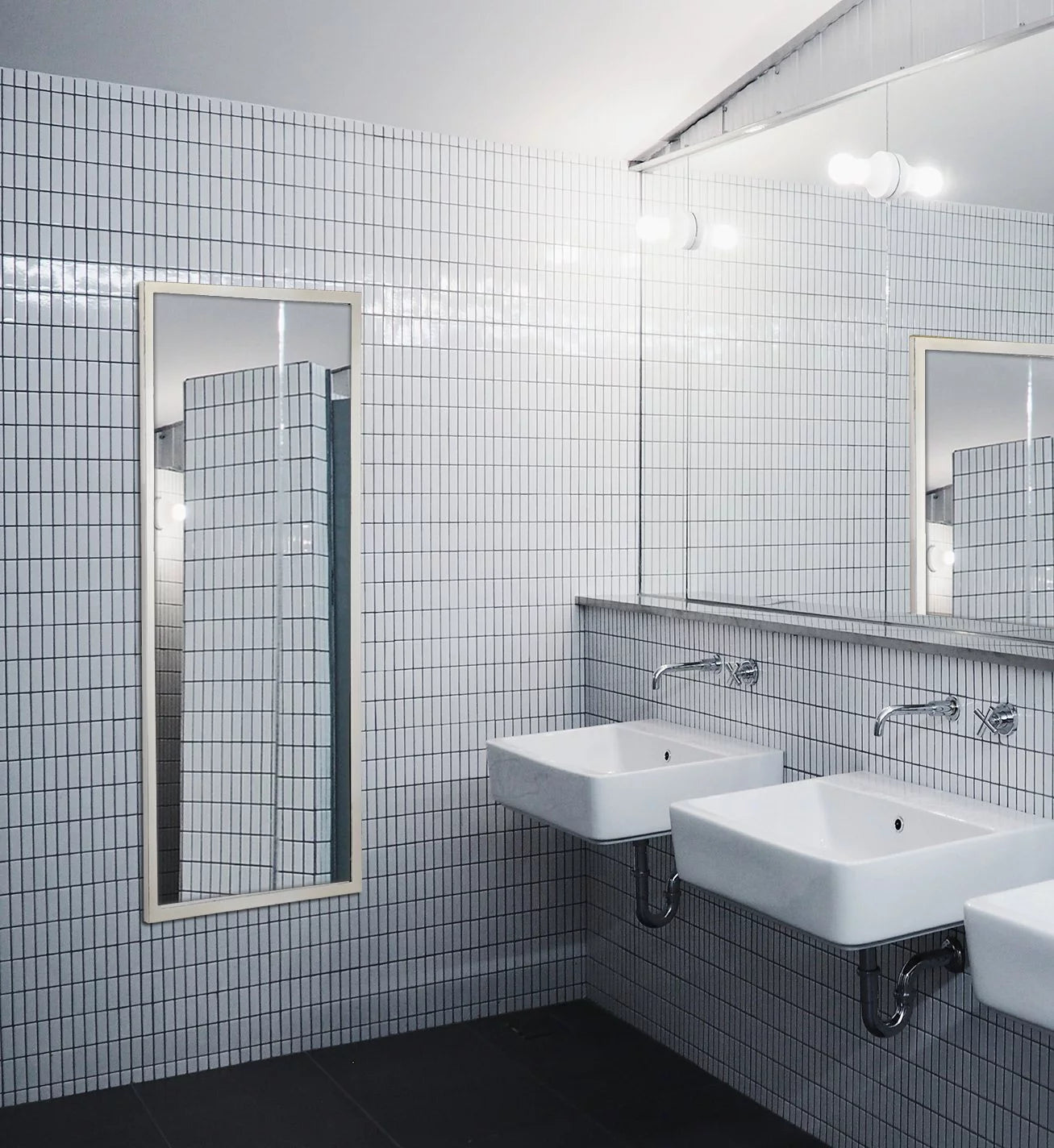 Wall Mirror Polished Stainless Steel Rectangle 18 x 48 Inches Y85536