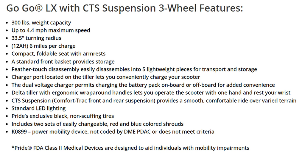 3-Wheel Mobility Scooter with Suspension M24077