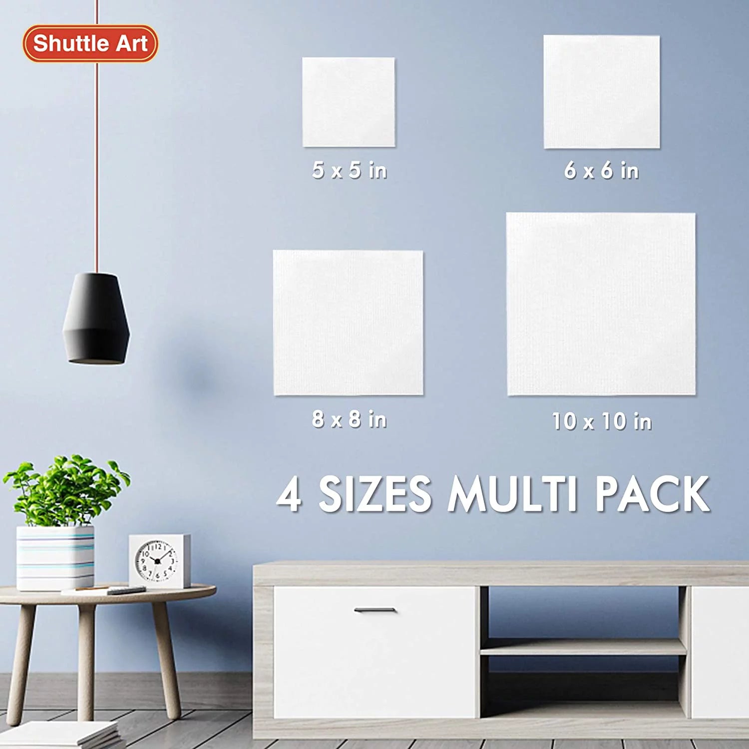 Painting Canvas Panel, 52 Pack, Multi Size, 100% Cotton, Primed White N331