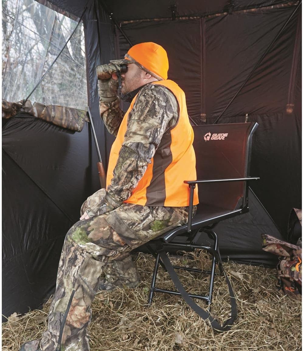 Hunting Blind Chair with Armrests, Portable Folding Swivel Seat J252
