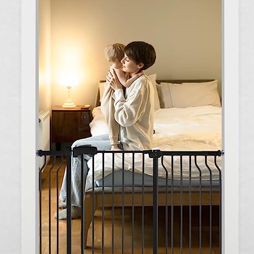 Extra Tall Baby Gate for Stairs Doorways with Walk-Thru Door, Black T802