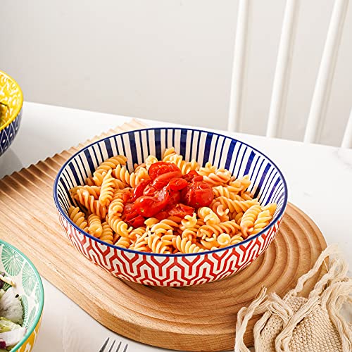 Ceramic Pasta Bowls Set of 4, 8 Inch, Microwave Safe R8988